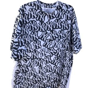 Supreme x MLB New York Yankees T-Shirt Short Sleeve White Blue Graphics Size L